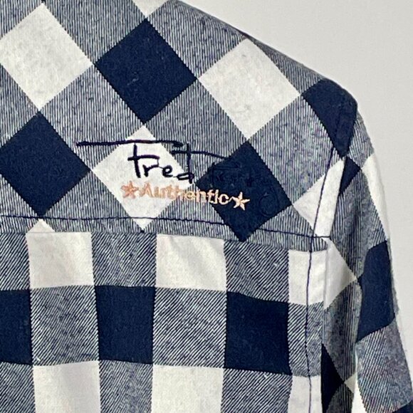 Fred Perry Large Check Long Sleeved Gingham Shirt, Navy/White, Size XL - Picture 6 of 7
